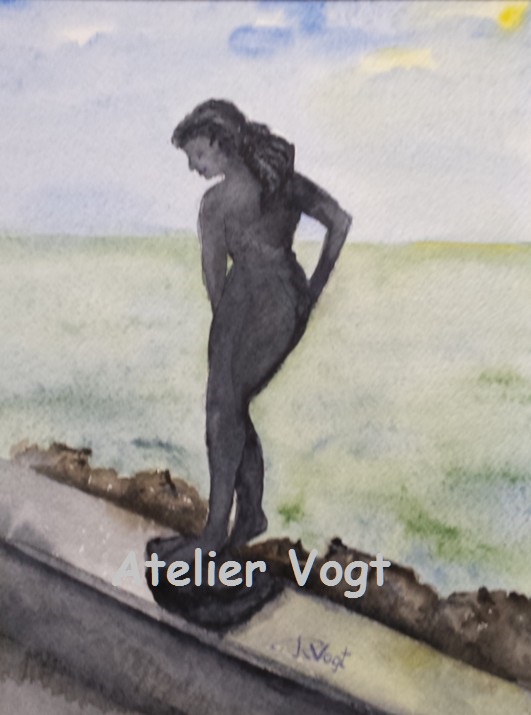 Skulptur am Genfersee 30x40 cm